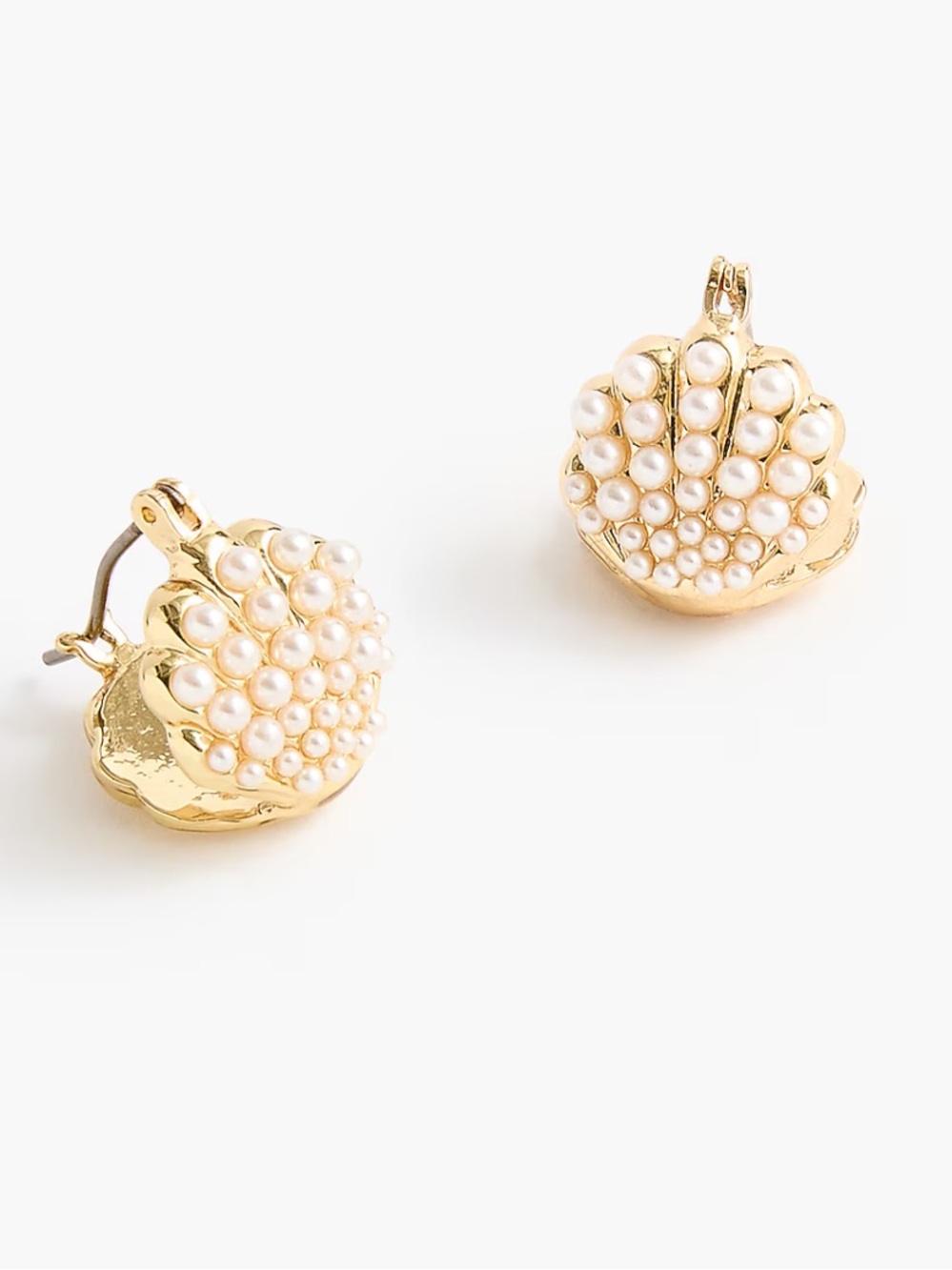 J. Crew Gold-tone Shell Cluster Pearl Clip Earrings